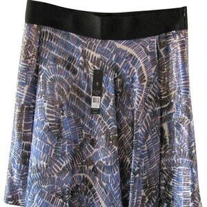 Nic+Zoe Pleated Full Skirt Blue/Ivory/Gold Metallic